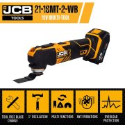 JCB 18V Cordless Multi Tool - 2 x 2Ah Batteries in W-Boxx 136 - 21-18MT-2-WB